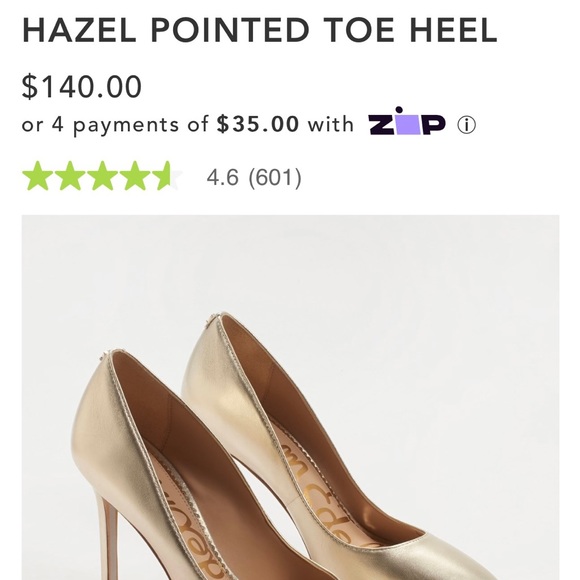 Sam Edelman HAZEL, LIGHT GOLD LEATHER POINTED TOE HEEL Size 9. NWOT - Picture 6 of 8